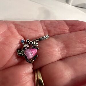 Sterling Silver & Enamel Frog & Bee Hive Bracelet Charm.